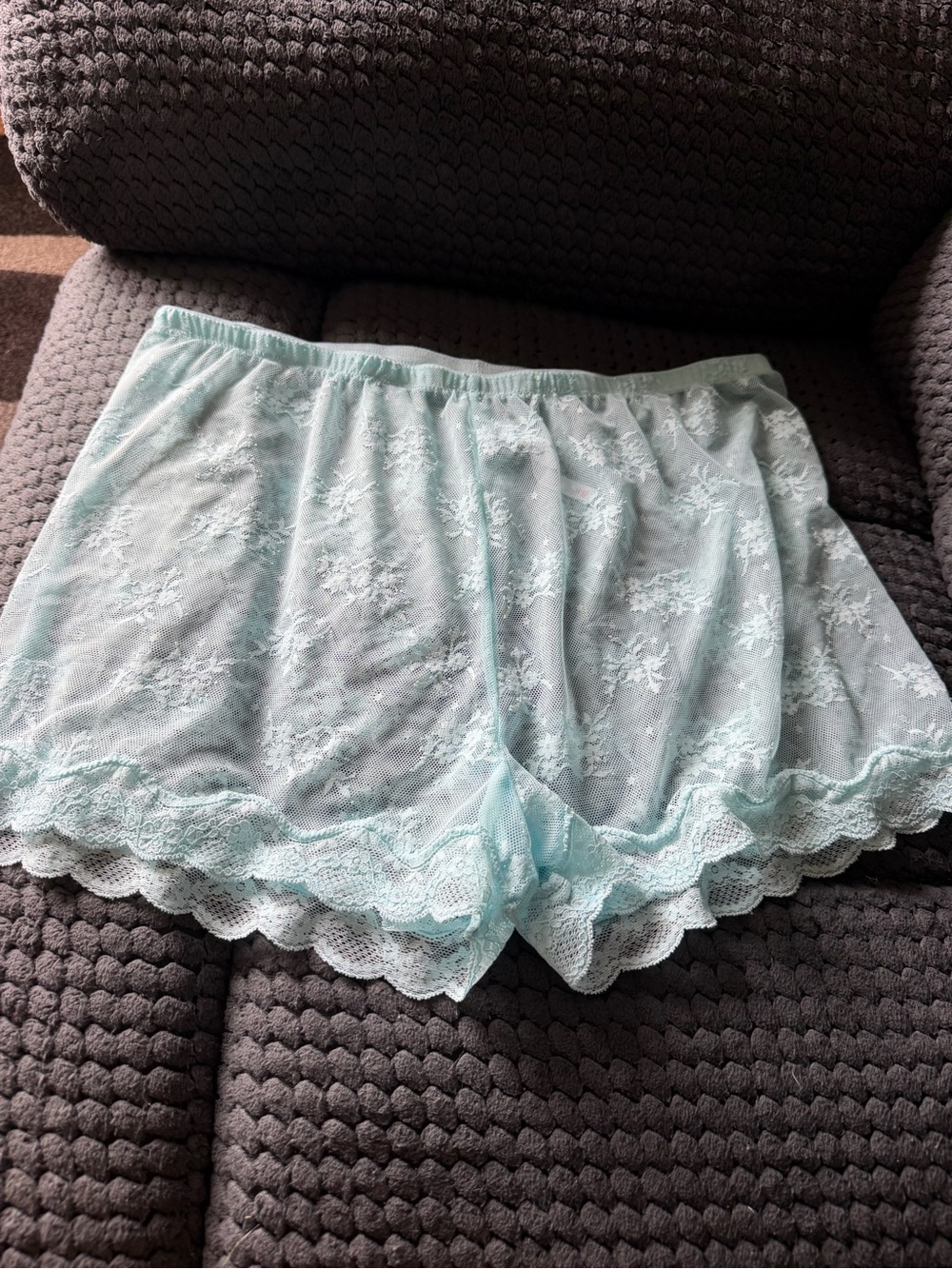 Colsie Light Aqua Lace-Trim Sleep Shorts